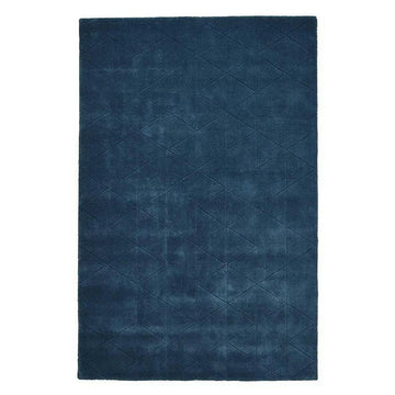 Kasbah KB2025 Modern Plain Geometric Hand-Carved Block Lines Wool Dark Teal Rug-Think Rugs-Rug Love - The Most Loved Rug Store